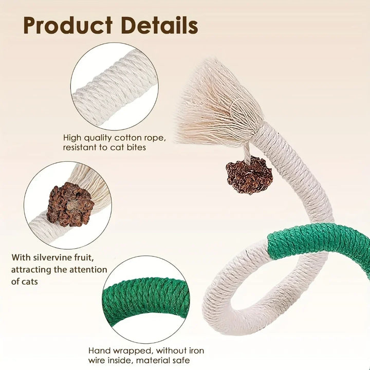 Cotton Cat Chew Toy for Teeth Cleaning - Catnip Rope Teething Toy for Indoor Cats