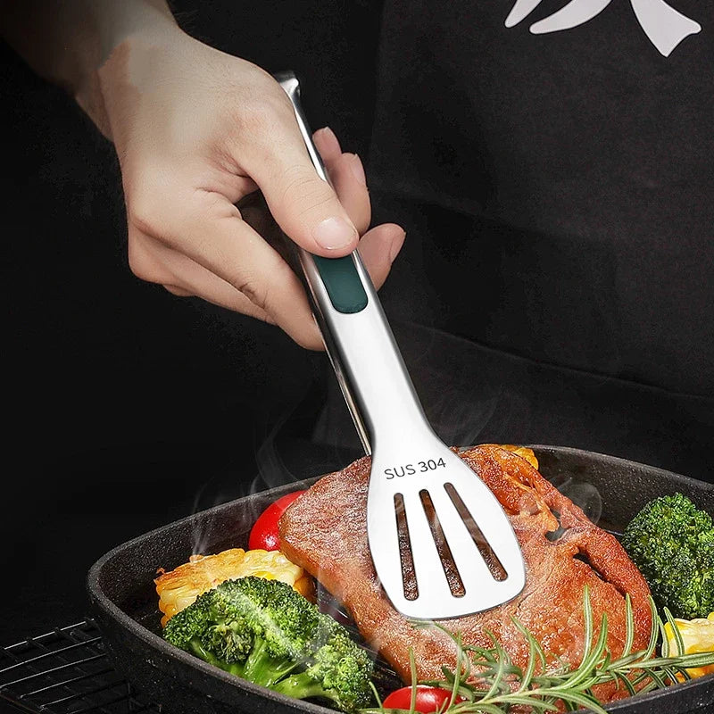 Non Slip Stainless Steel Food Tongs for Meat Salad Bread Clip Cooking Tools