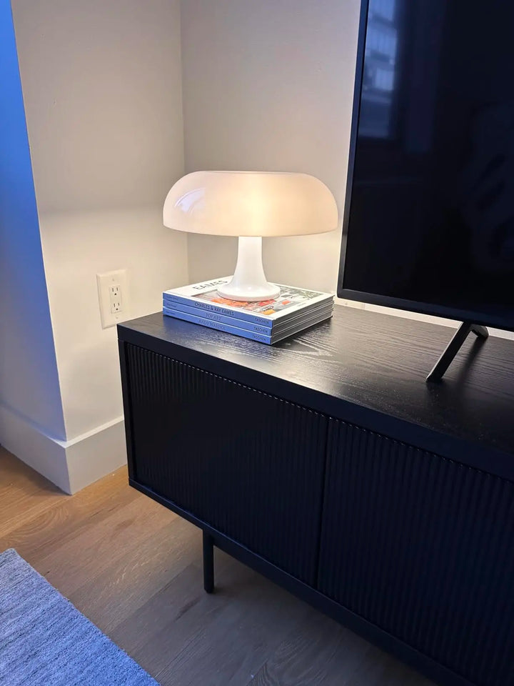 Japandi LED Mushroom Table Lamp Ivory Minimalist Bedside Lighting
