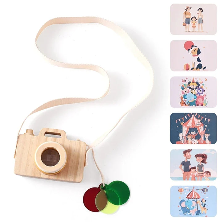 Wooden Montessori Camera Toy for Babies, BPA-Free, Safe Outdoor Gift for Toddlers, Encourages Creative Play and Skill Development