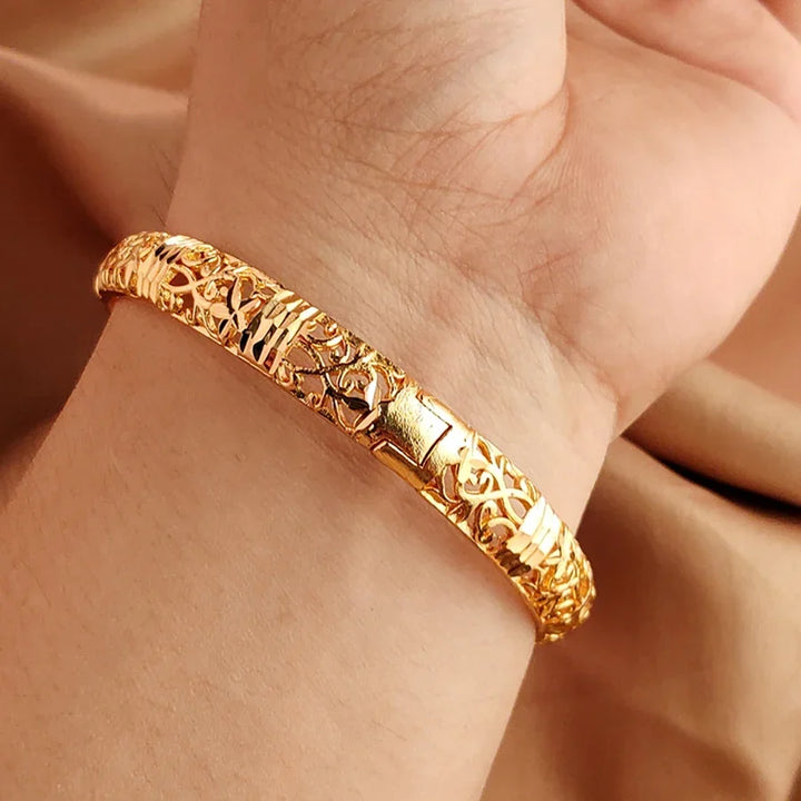 Gold color Bangle Openwork Wedding Bracelet Dubai Style