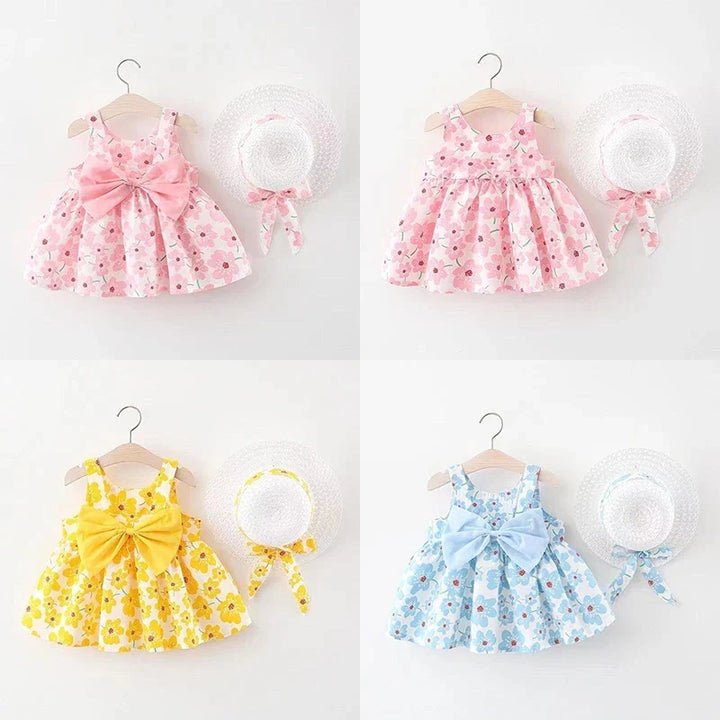 Soft baby girl dress – floral a-line, flowy cotton-polyester, for summer beach party