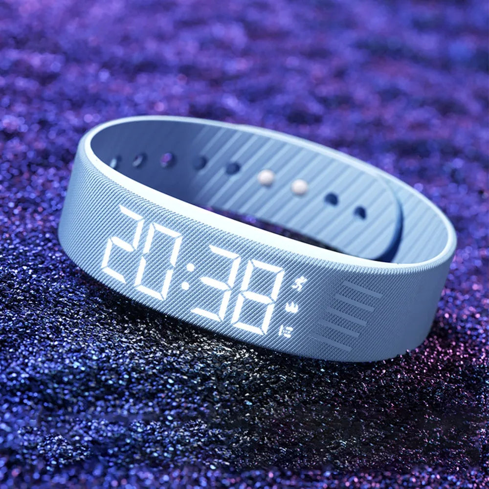 LED Digital Alarm Clock Bracelet Wristband Pedometer Waterproof Vibrating Alarm Summer 2026 Gift