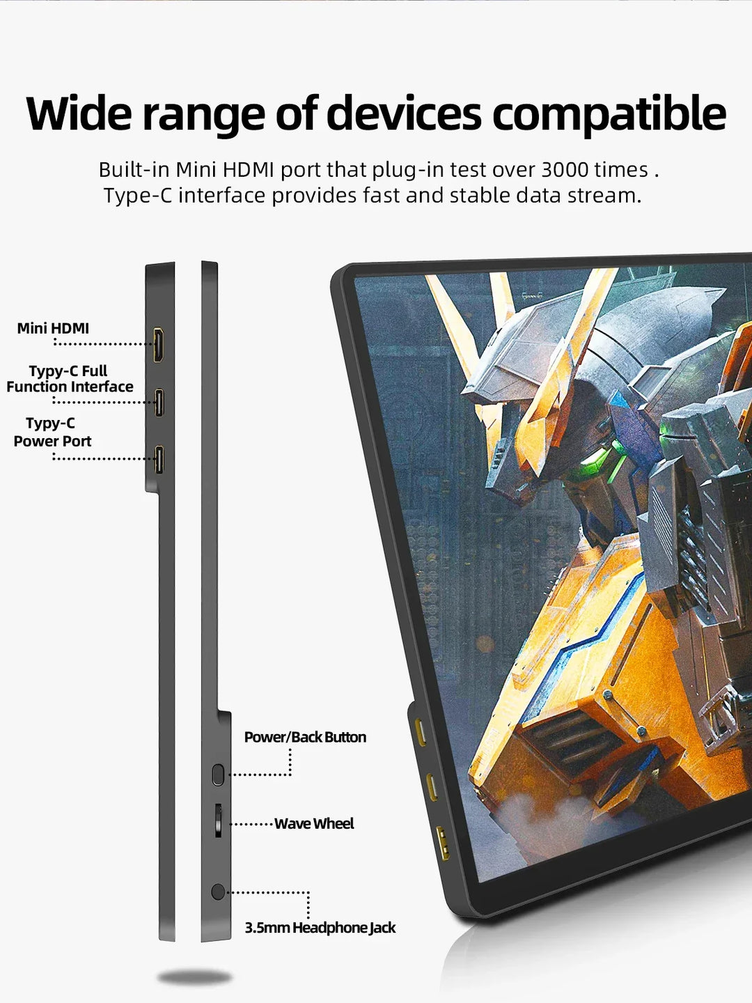 2K 14 Inch Portable Monitor 60Hz HDR Lightweight Travel