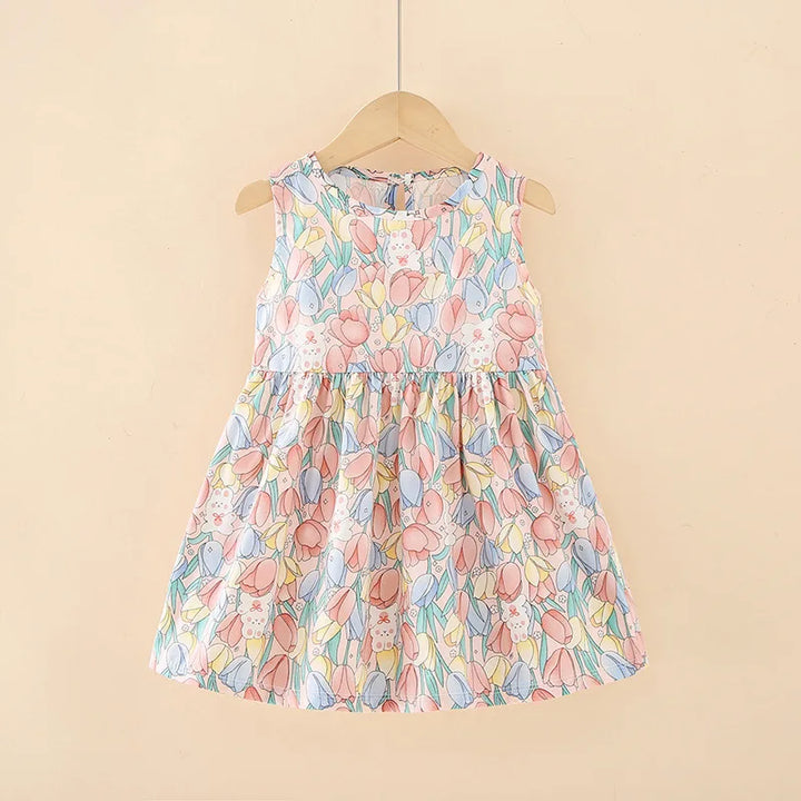 Soft girls’ dress - sleeveless a-line, assorted prints and patterns, cotton, for summer wear