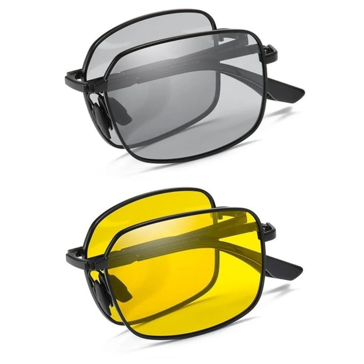 Polarized Folding Sunglasses 2 Pack Dual Use Driving Day Night color Changing Square Frame Spring 2026 Trend