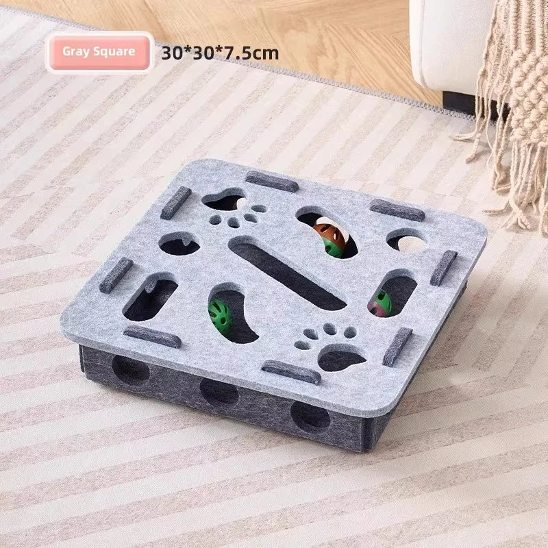 Cat Puzzle Toy Box With Ball Suede Felt Indoor Cat Exercise Entertainment Eco Friendly Gift 2026 TikTok Viral