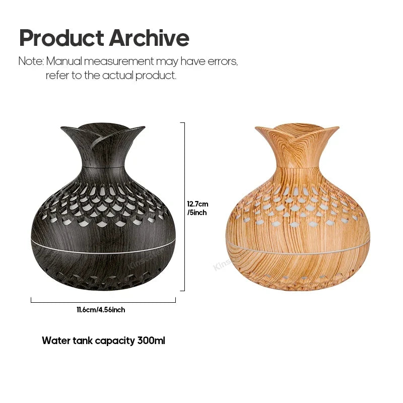 Wood Grain Humidifier 300ml USB Aroma Diffuser for Home Use