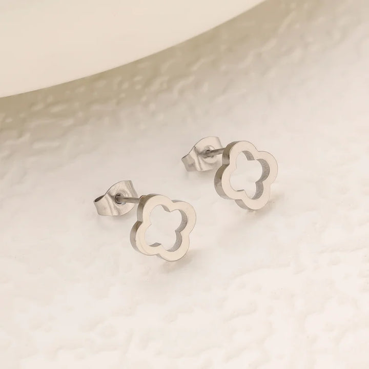 Clover Flower Stainless Steel Bracelet Set Gold Gift
