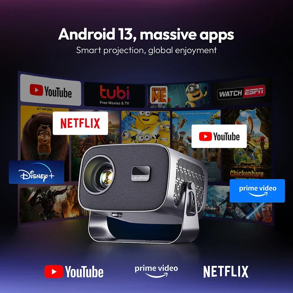 Android Projector A12 Mini 4K Ready 350 ANSI Lumens WiFi 6 Built In Speaker Back To School 2026