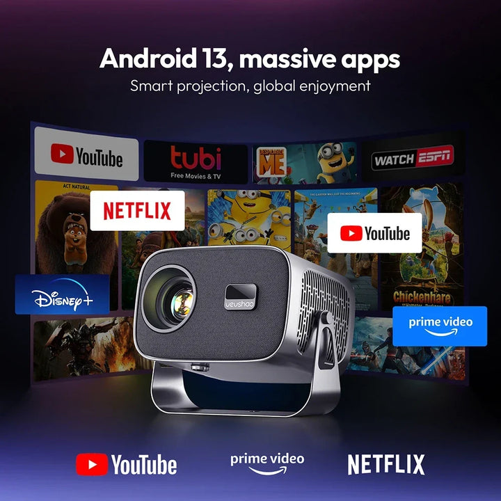 Android Projector A12 Mini 4K Ready 350 ANSI Lumens WiFi 6 Built In Speaker Back To School 2026
