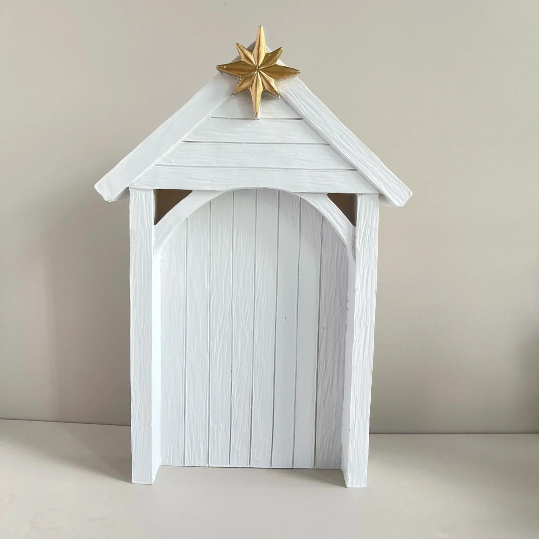 Nativity Scene Large 7-Piece Set White And Gold Resin Figures Faceless Holy Family Christmas Decor 2025 Gift
