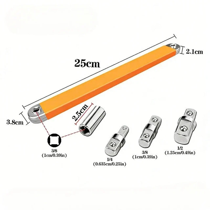 Compact Offset Extension Wrench 4-Adapter Set – Dual-Purpose Impact Socket Ratchet Automotive Hand Tool 2026
