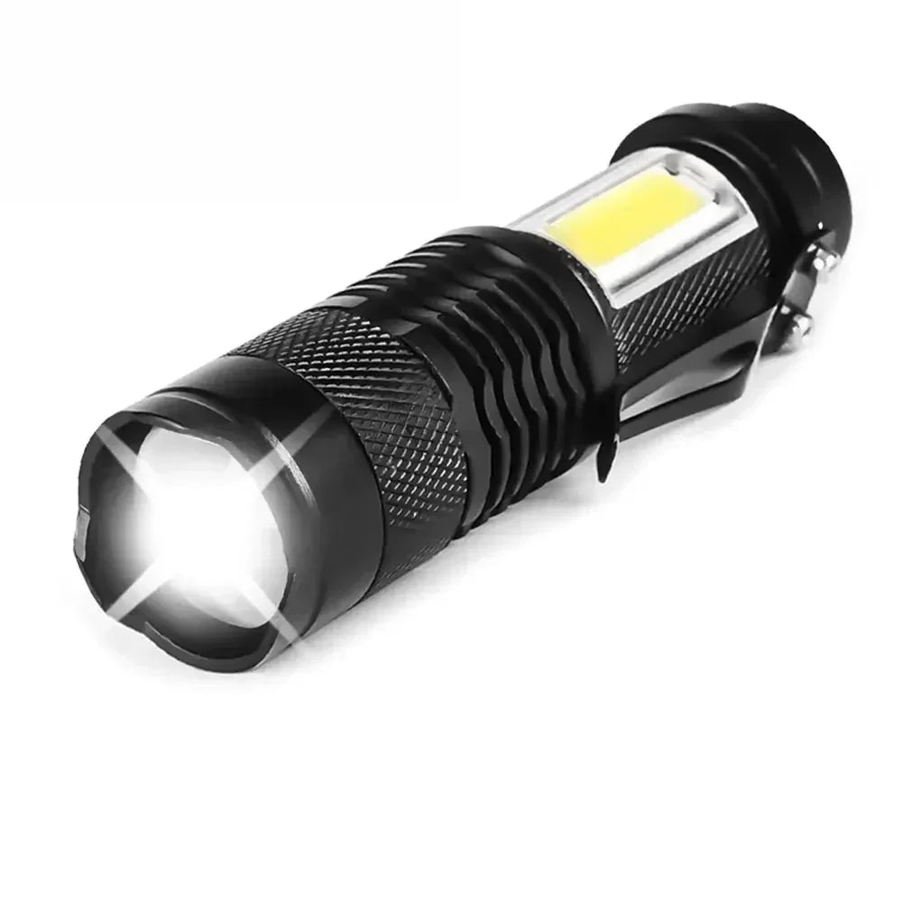 Mini Rechargeable LED Flashlight XPE COB Double Light Source for Camping Fishing Adventure