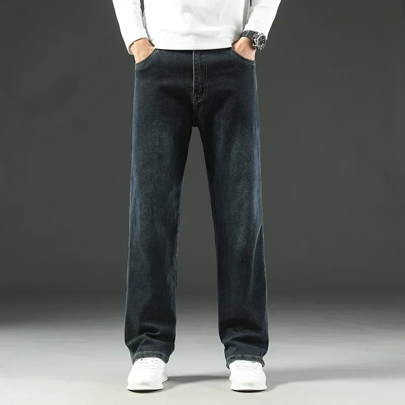 Stretchy Men’s Jeans - Wide Leg, Cotton, Business Casual