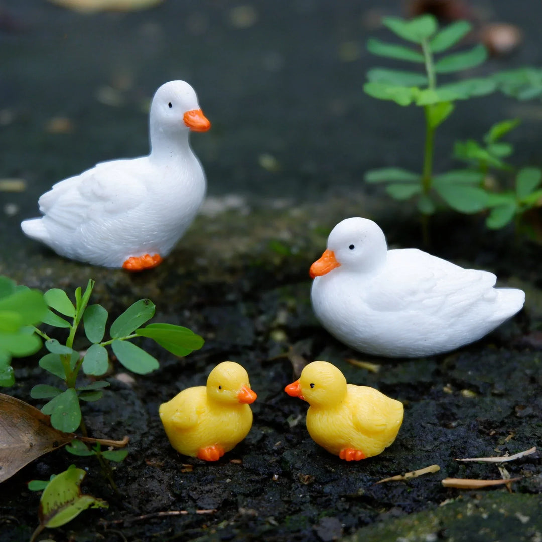 Duck Resin Ornaments Four Piece Garden Figurines Spring Garden Decor Micro Landscape Water Feature Durable Resin Decor