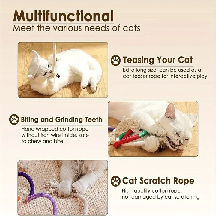 Cotton Cat Chew Toy for Teeth Cleaning - Catnip Rope Teething Toy for Indoor Cats