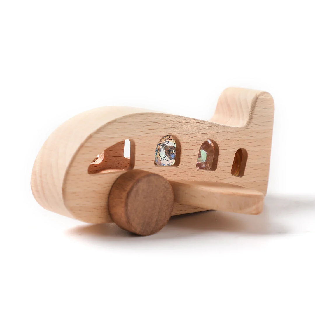 Wooden Montessori Plane Educational Toy for 3-4 Year Olds with colourful Glass Beads for Learning and Creative Play