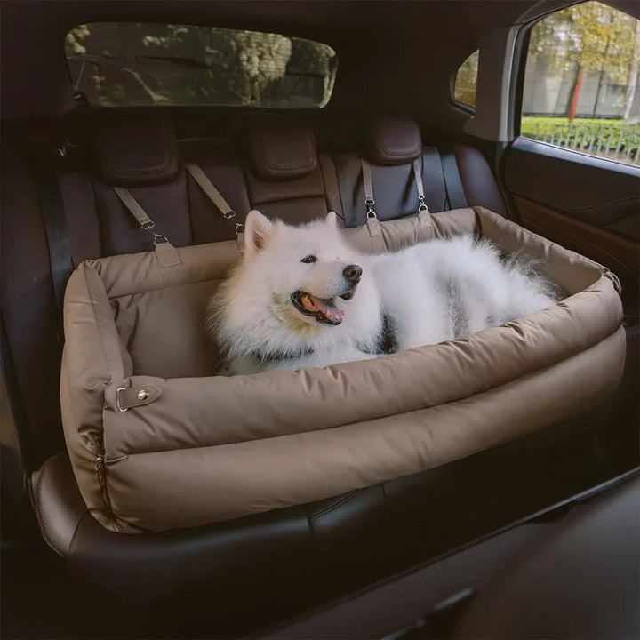 Pet Outing Lathe Luxury Faux Leather Dog Car Seat - Portable Booster Bed for Cats and Dogs