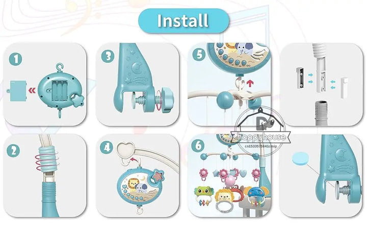 Musical Baby Mobile Projection Remote Newborn Sensory Toys