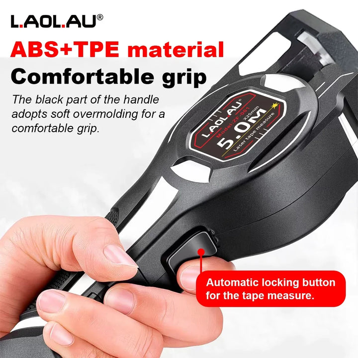 LAOLAU 2-in-1 Laser Tape Measure 5M/16FT – Type-C Rechargeable Class II Laser Auto-Lock Tool 2026