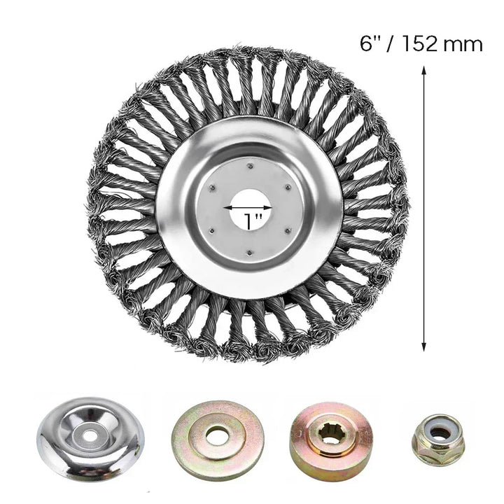 Universal Steel Wire Brush Trimmer Head - 6/8inch Garden Tool for Grass &amp; Lawn Care