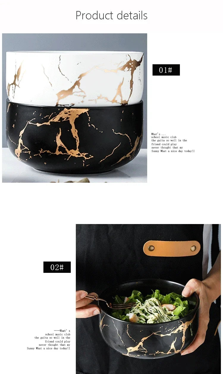 Marble Ceramic Bowl Set Nordic Tableware Minimalist