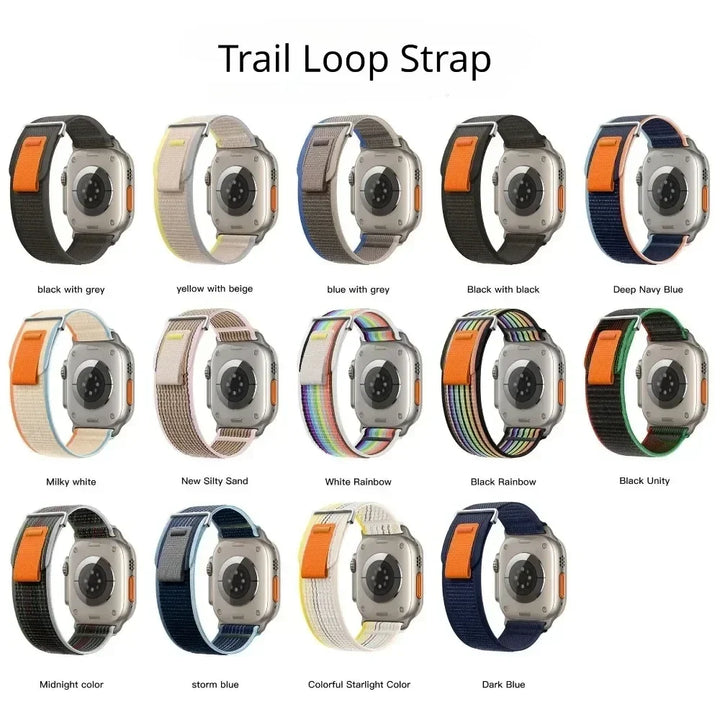 Nylon Trail Loop Apple Watch Band - Breathable Sport Strap for Ultra 3 2, Series 11 10 9 8 7 41-49mm