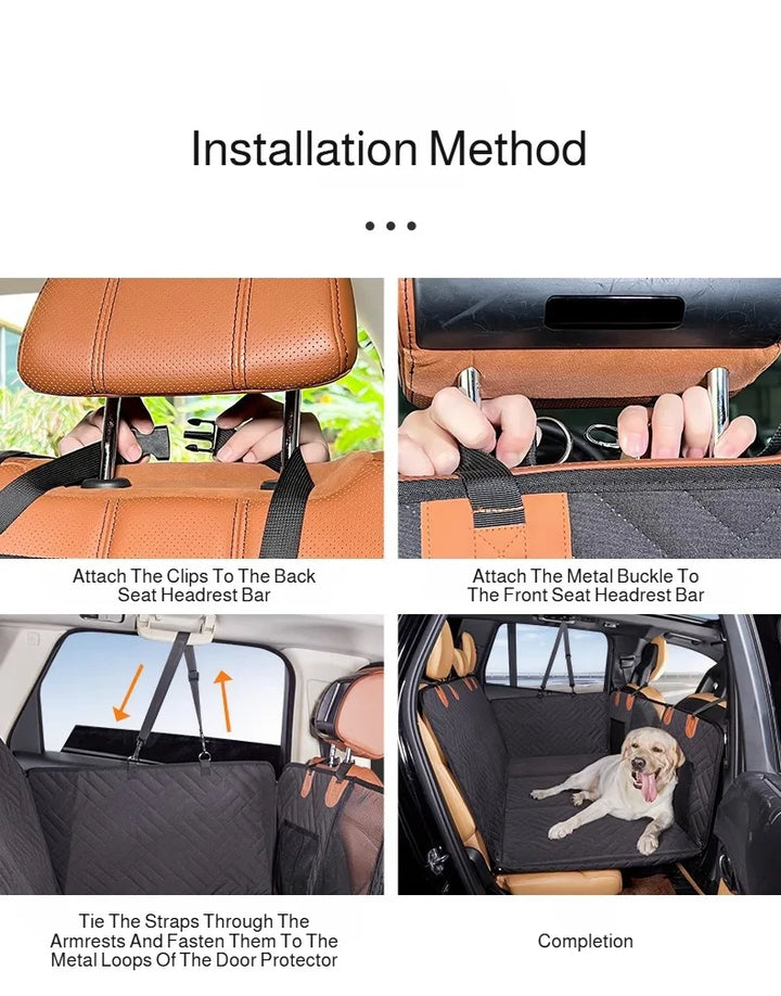 Waterproof Pet Car Seat Cover - Non-Slip Scratch-Proof Hammock Back Seat Protector for Dogs