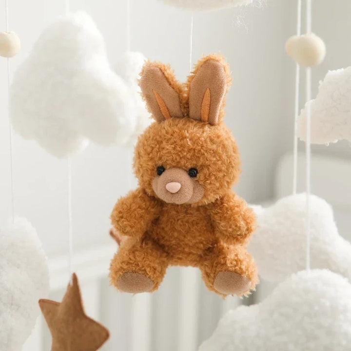 Wooden Crib Mobile Felt Bear Musical Newborn Sensory Toys