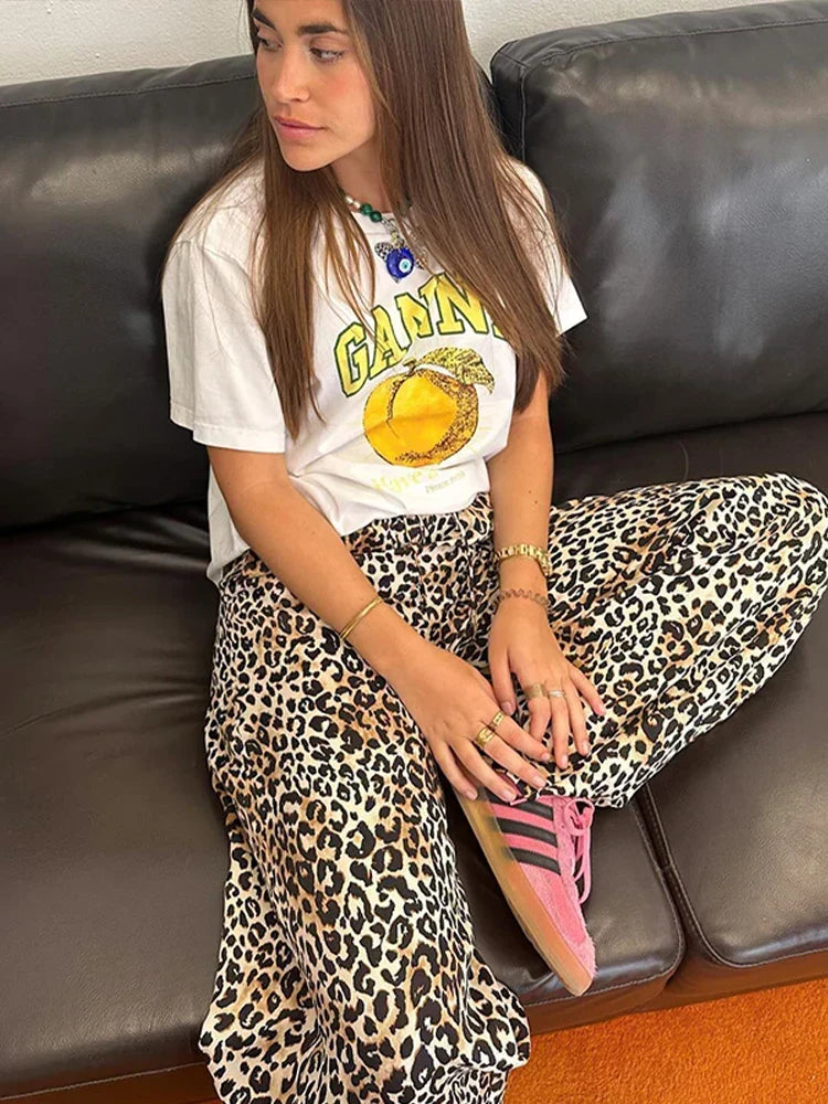 Wide Leg Leopard Print Pants for Women, High Waist Comfortable Pants for Casual and Chic Occasions
