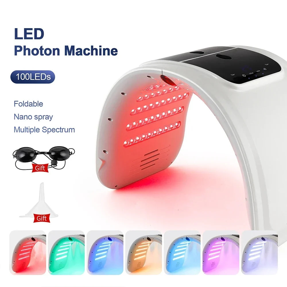 7-colour LED Photon Face Mask &amp; Nano Spray Machine - Skin Rejuvenation Anti-Aging Home Therapy