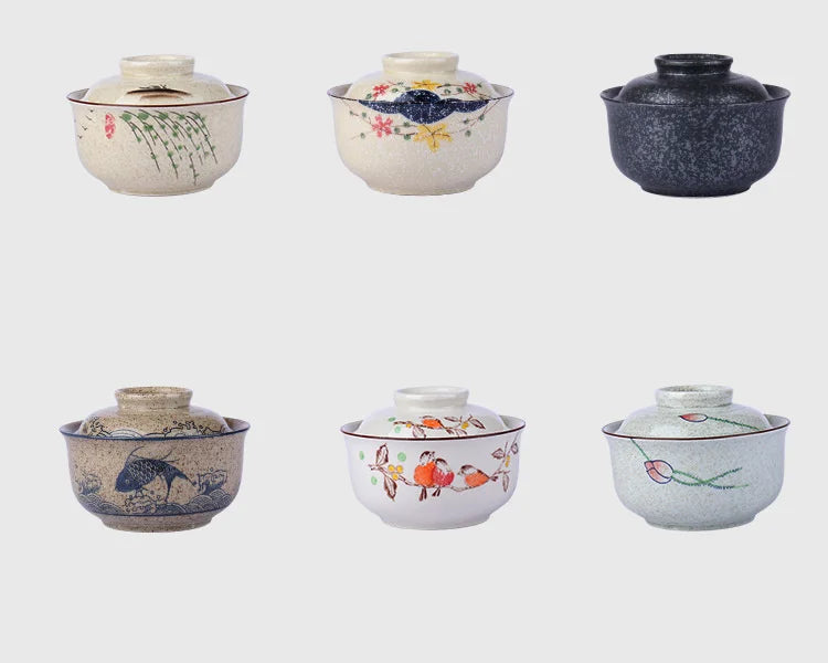Ramen Bowl Large Ceramic With Lid Retro Fall 2025 Tableware
