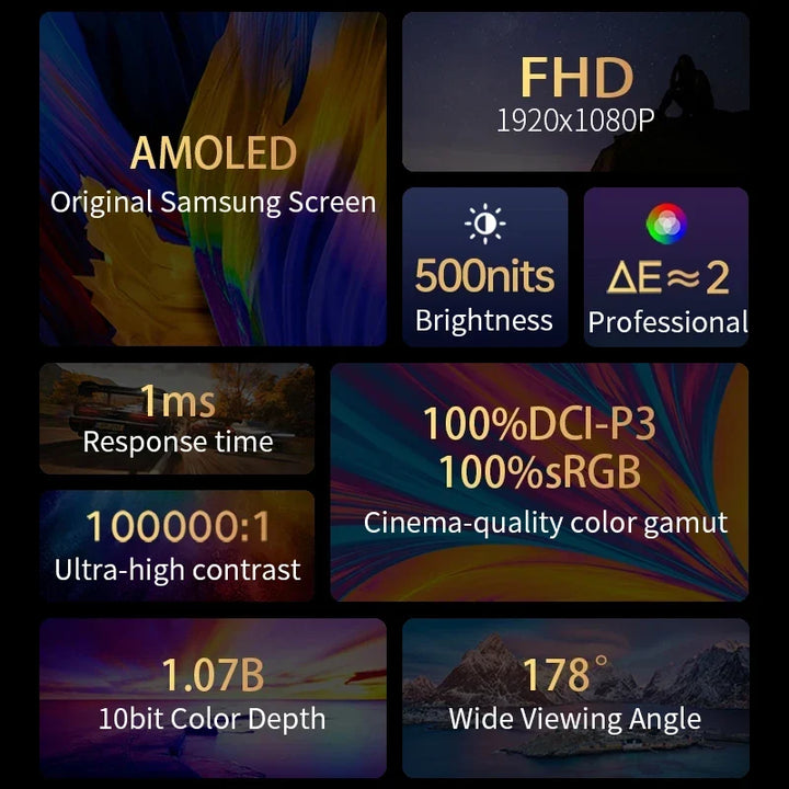 OLED 13.3 Portable Monitor Metal Frame Travel Display
