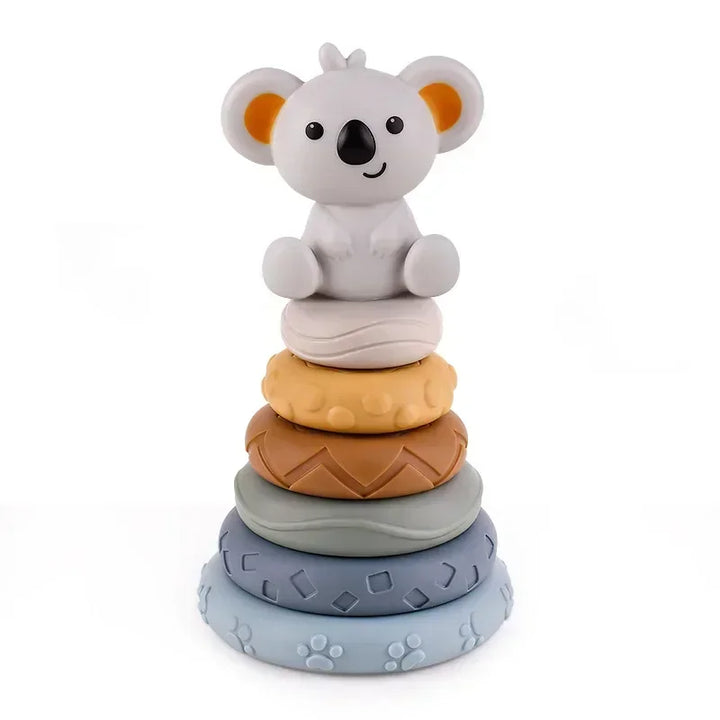 Silicone Montessori Building Blocks for Babies - Stacking and Teething Toys for Early Learning, Safe and Lightweight, Bright colours