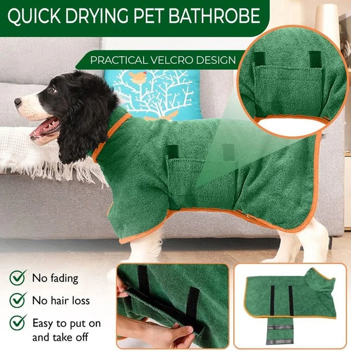 Microfiber Dog Bathrobe Towel - Adjustable Absorbent Coat for Cats &amp; Dogs, Pet Grooming Care