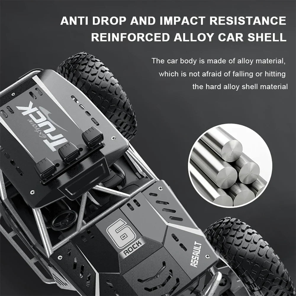 Remote Control Car Off Road Monster Truck Rock Crawler 4WD Dual Motors Metal Shell LED Headlights Kids Gift Fall 2025