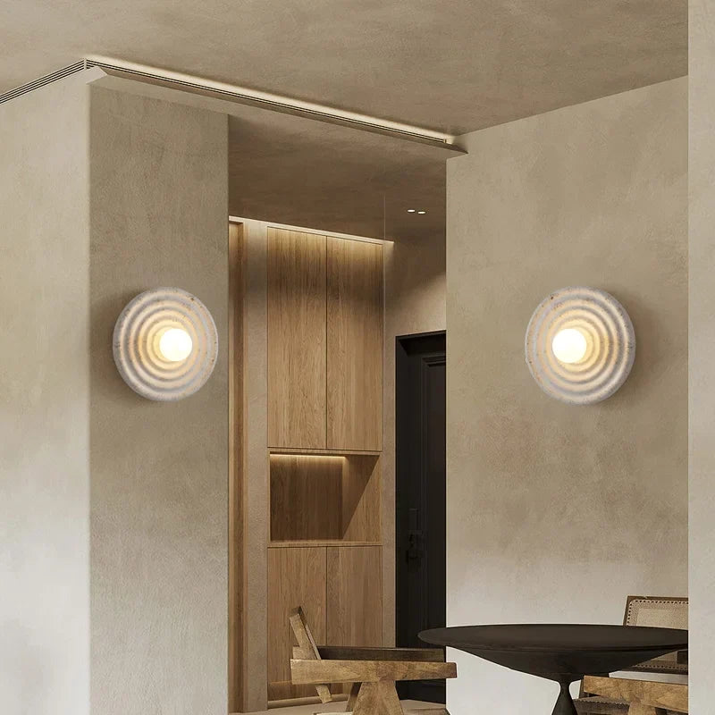 Japandi Wabi Sabi Round Wall Sconce Japanese Minimal LED Light