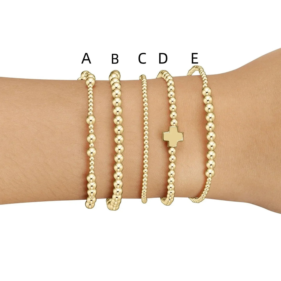 Gold Plated Cross Beaded Bracelet Stackable Hypoallergenic
