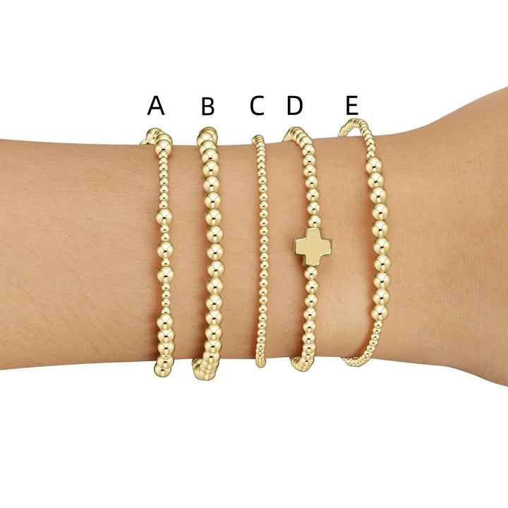 Gold Plated Cross Beaded Bracelet Stackable Hypoallergenic