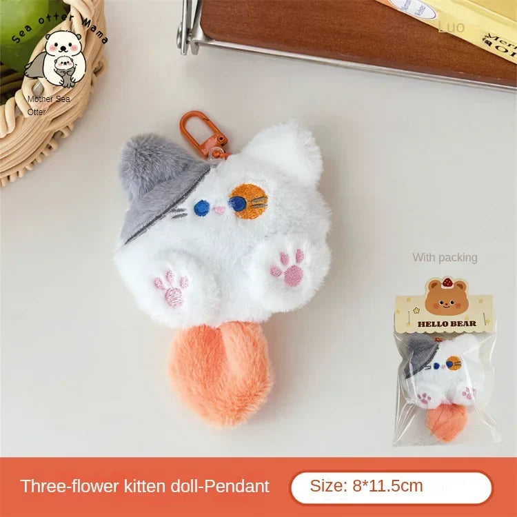 Plush Cat Keychain Cute Rabbit Fur Bag Charm Gift Decor