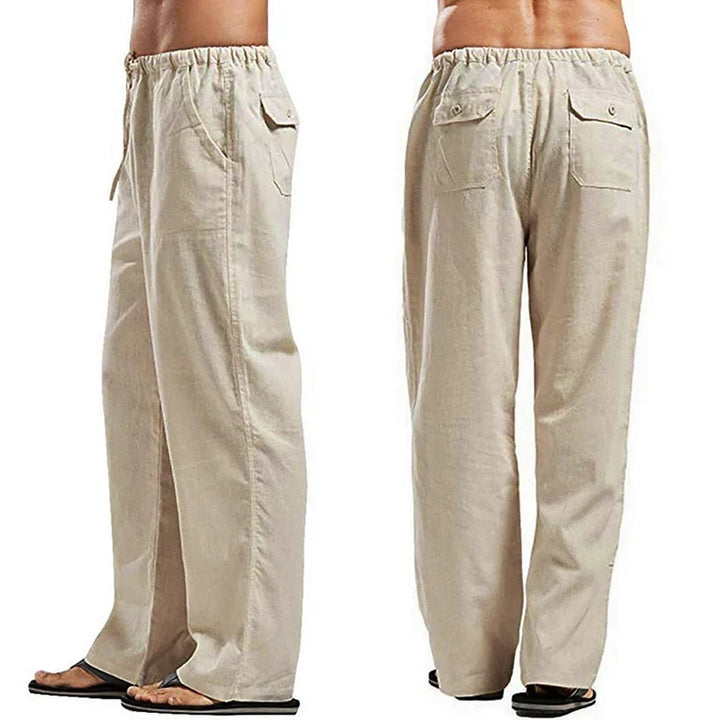 Solid color Multi-Pocket Linen Men Pants - Casual Breathable Summer Pant, Large Size