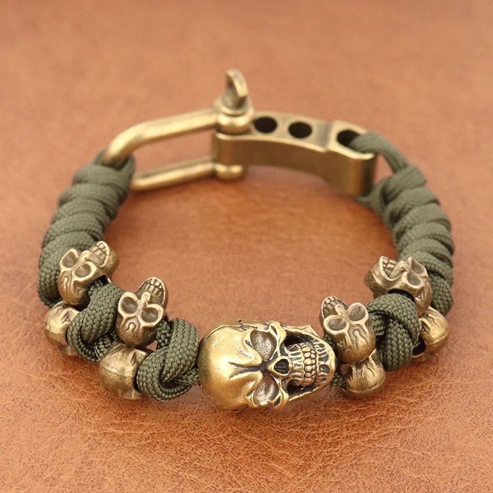 Skull Paracord Bracelet Gothic Wristband Halloween 2026 Gift Idea Adjustable Braided jewelry