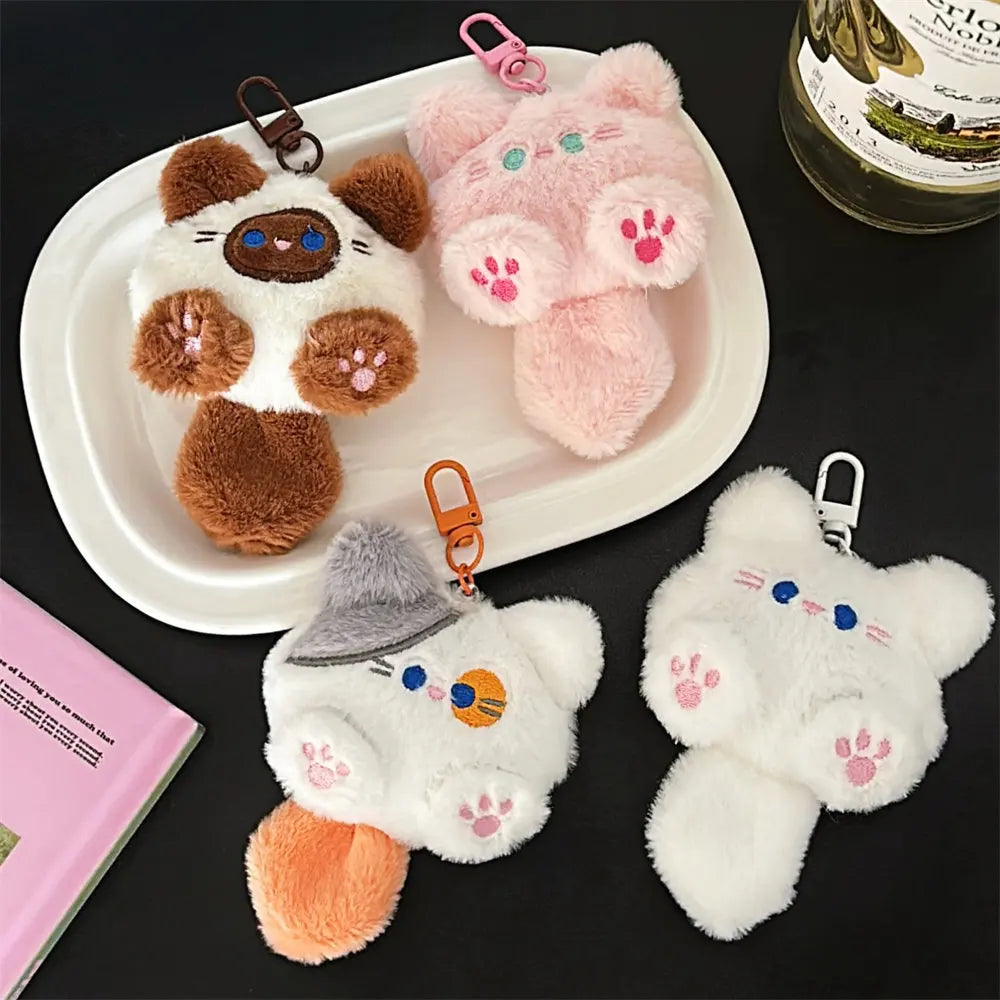 Plush Cat Keychain Cute Rabbit Fur Bag Charm Gift Decor