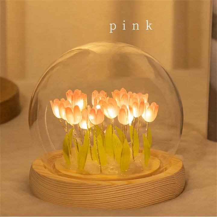 Handmade LED Tulip Flower Night Light - DIY Decorative Lamp for Bedroom, A Perfect Valentine&