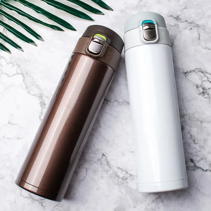 500ml Stainless Steel Vacuum Flask - Bouncing Cover Thermo Mug for Coffee, Tea, Milk, Travel Use