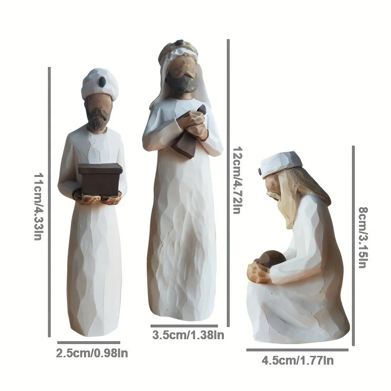 Nativity Figurines Set Handcrafted Resin Three Wise Men Nativity Scene Christmas Decor Gift