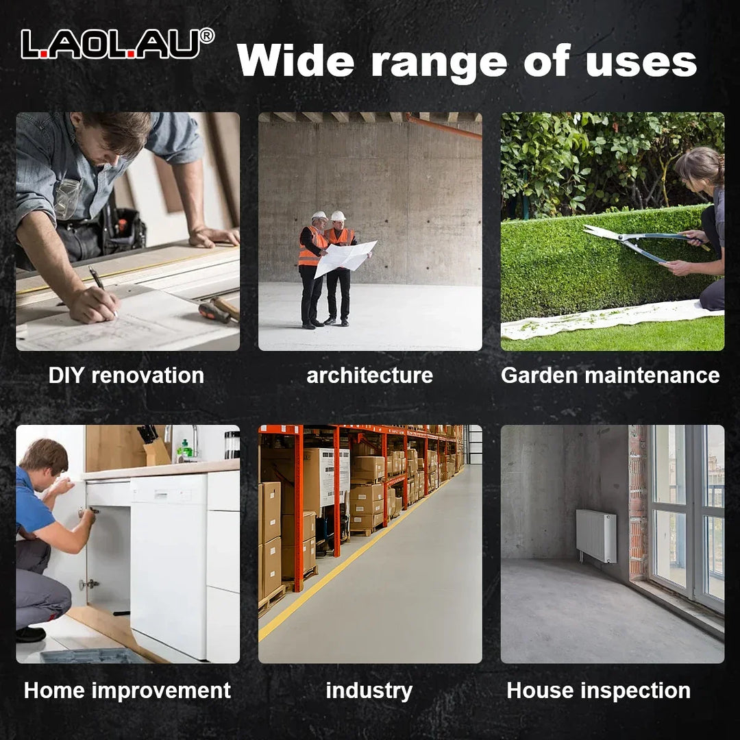 LAOLAU 2-in-1 Laser Tape Measure 5M/16FT – Type-C Rechargeable Class II Laser Auto-Lock Tool 2026