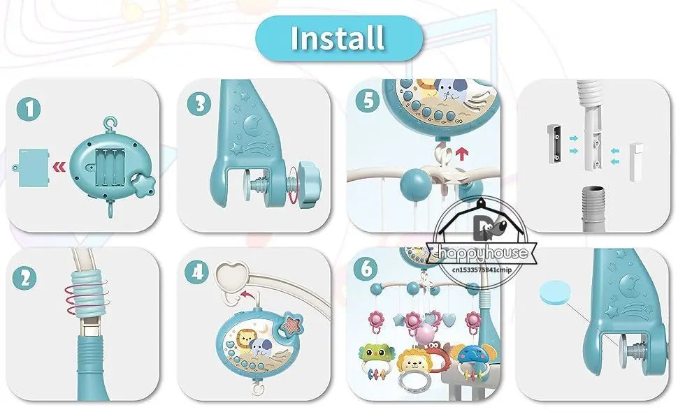 Crib Mobile Remote Music Light Newborn Sensory Toys
