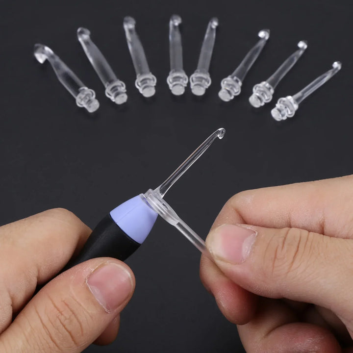 9PCS LED Light Up Crochet Hook Set - USB Rechargeable Knitting Tool 2.5-6.5MM for DIY Crafts